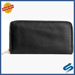 Full Grain Leather Accordion Zip Wallet with 8 Card Slots